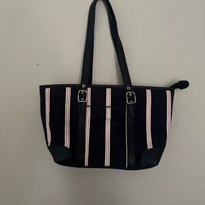St. John's Bay Navy Blue, White, and Ref Bag with Wristlet Nautical